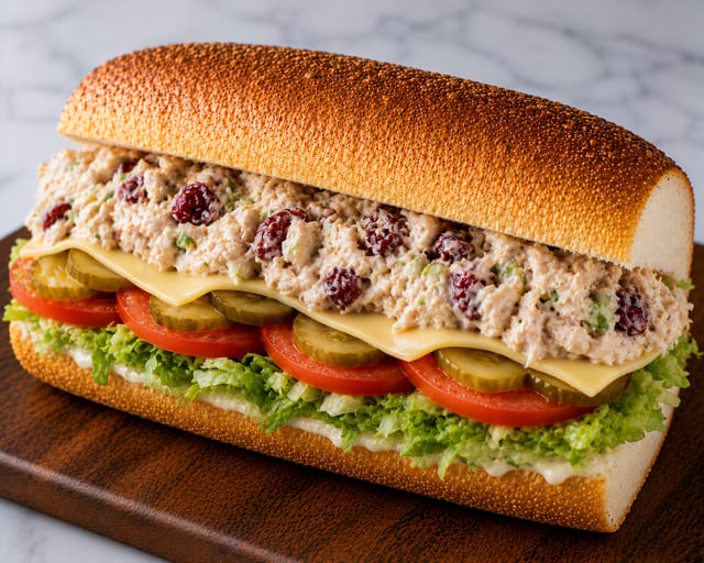 Chicken Salad with Cranberries Sandwich.