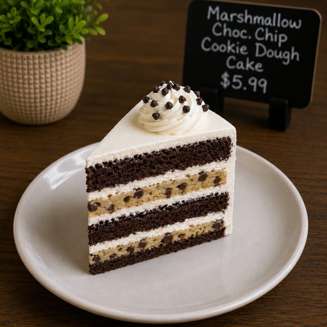 Marshmallow Choc Chip Cookie Dough Cake.