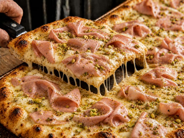 Sicilian Mortadella Pizza.