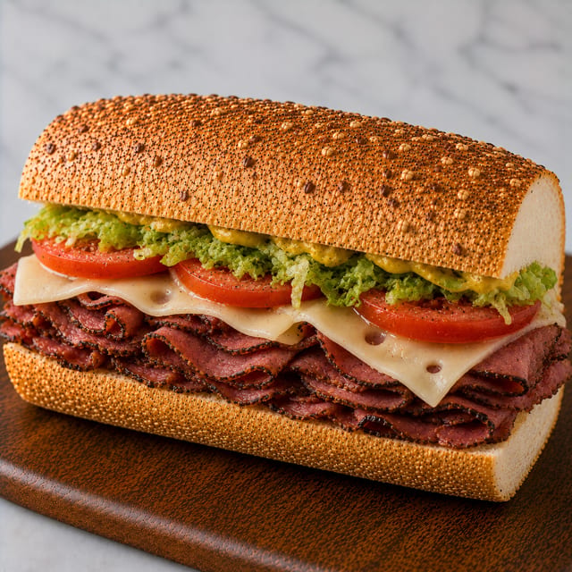 Pastrami & Cheese Sandwich.