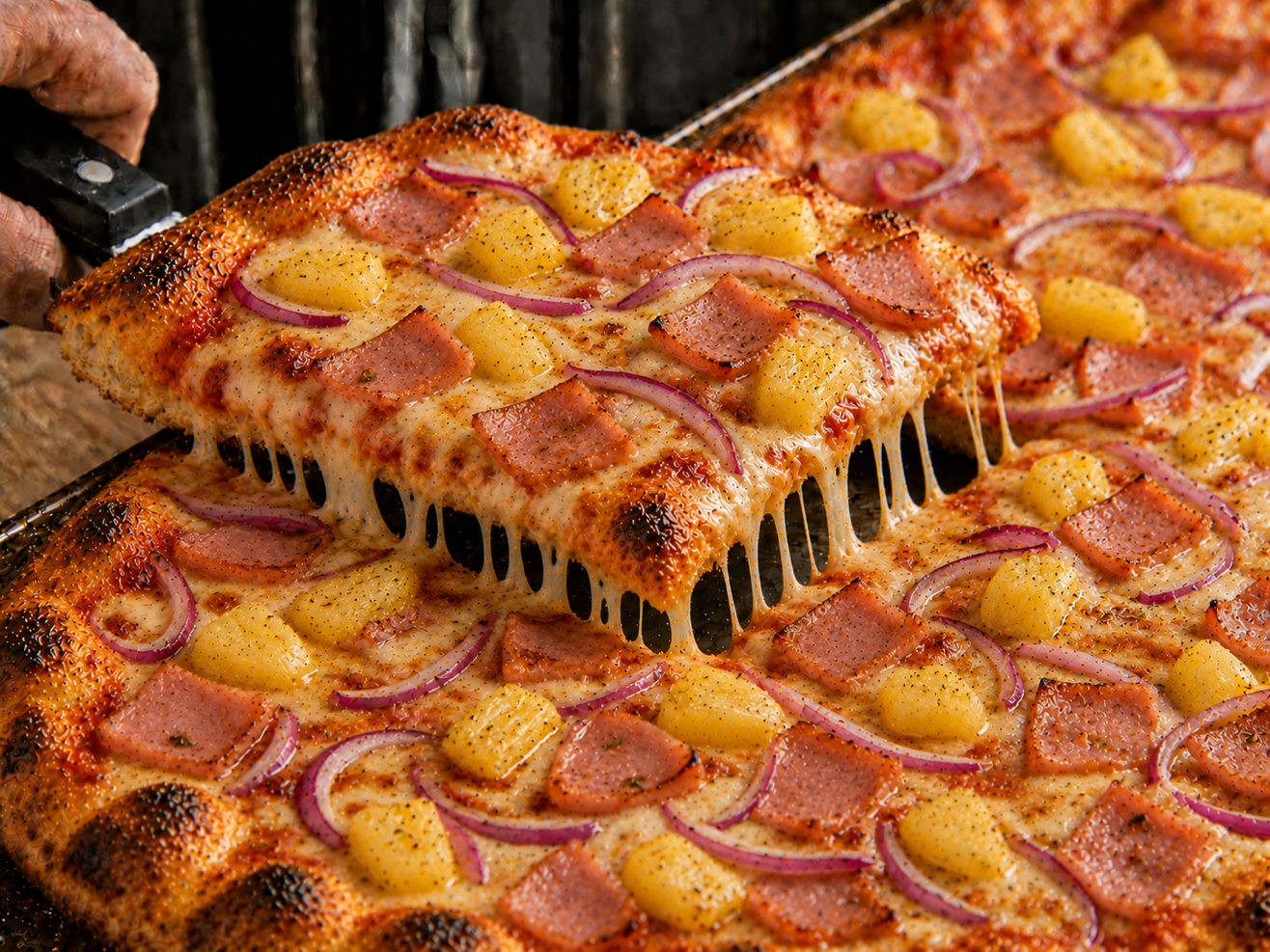 Sicilian Hawaiian Pizza.