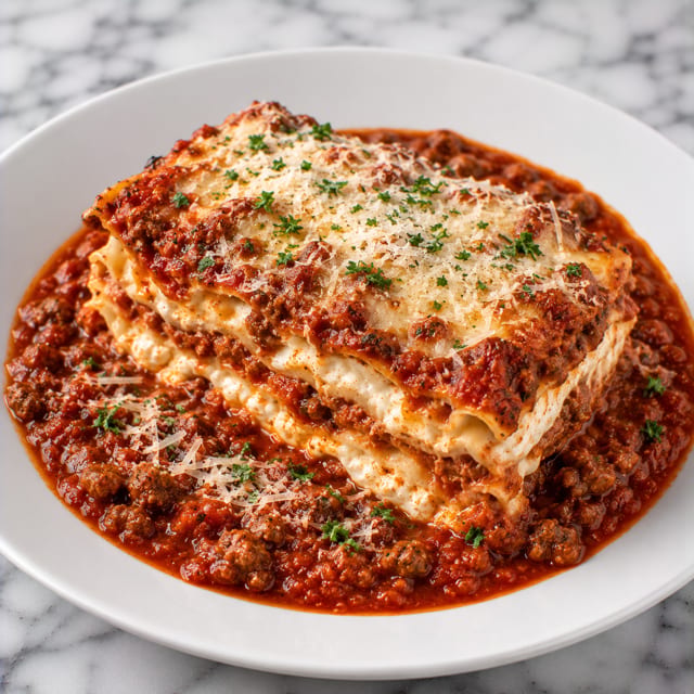 Cheese Lasagna with Meat Sauce Entree.