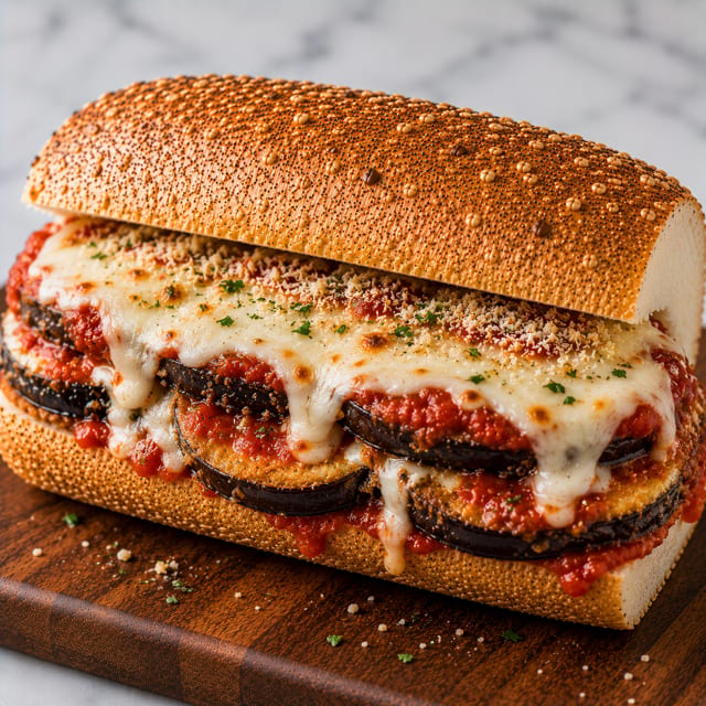 Eggplant Parmesan Sandwich.