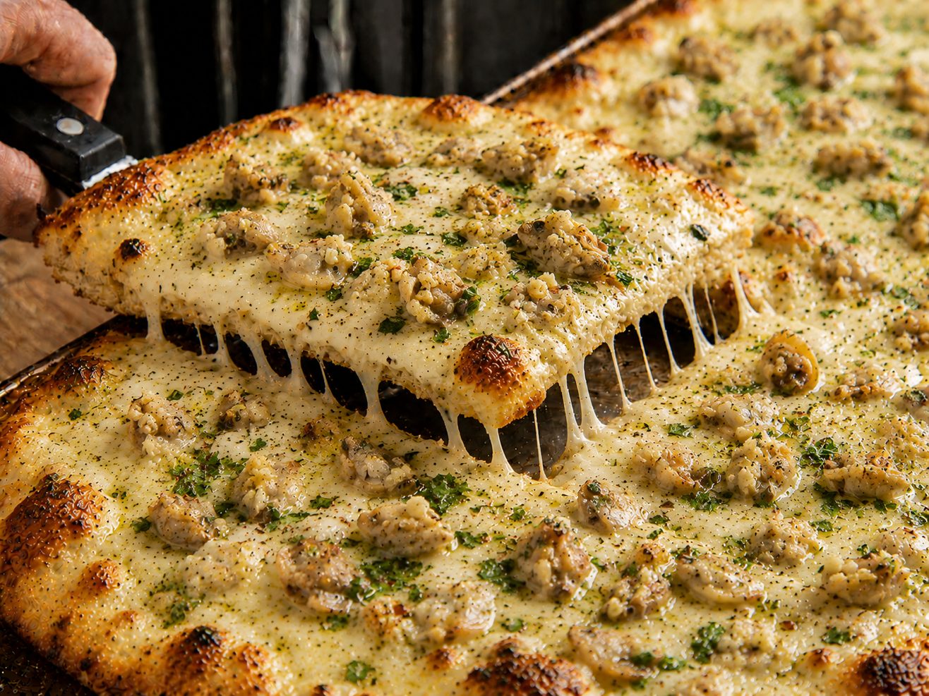 Sicilian White Clam Pizza.