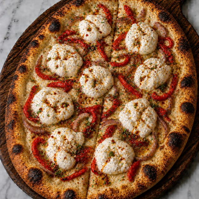 Roman Spicy Vodka & Burrata Pizza.
