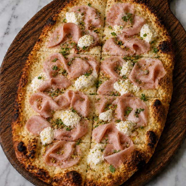 Roman Mortadella Pizza.