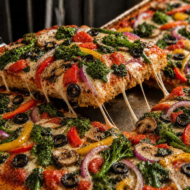 Sicilian Vegetable Pizza.