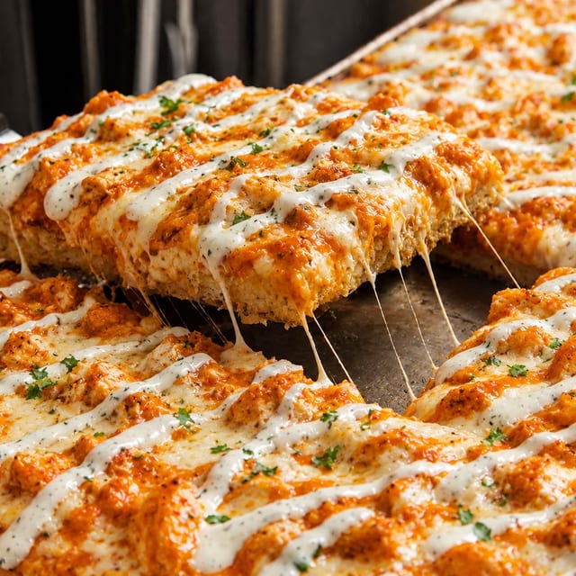 Sicilian Buffalo Chicken Pizza.