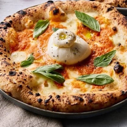 Artisan Spicy Vodka & Burrata Pizza.