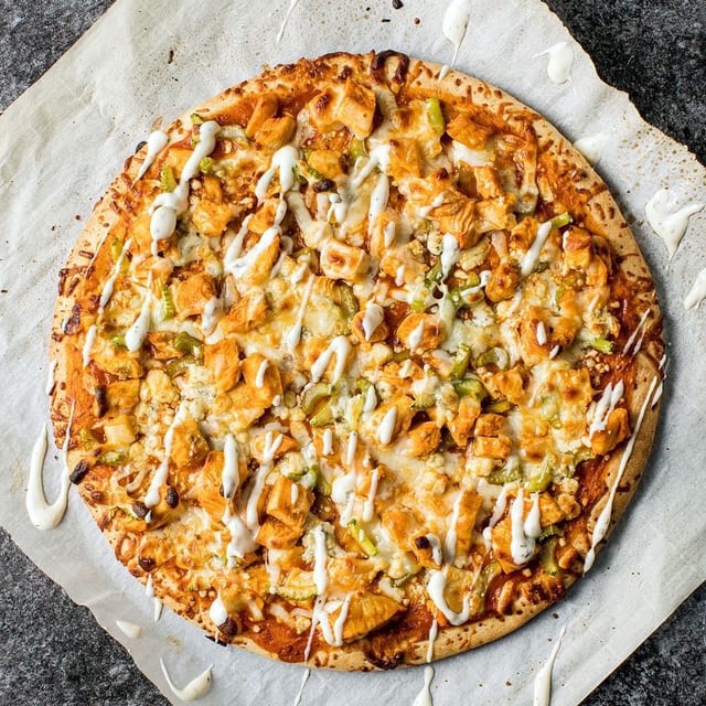 Artisan Buffalo Chicken Pizza.