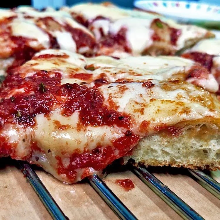Sicilian Cheese Pizza.