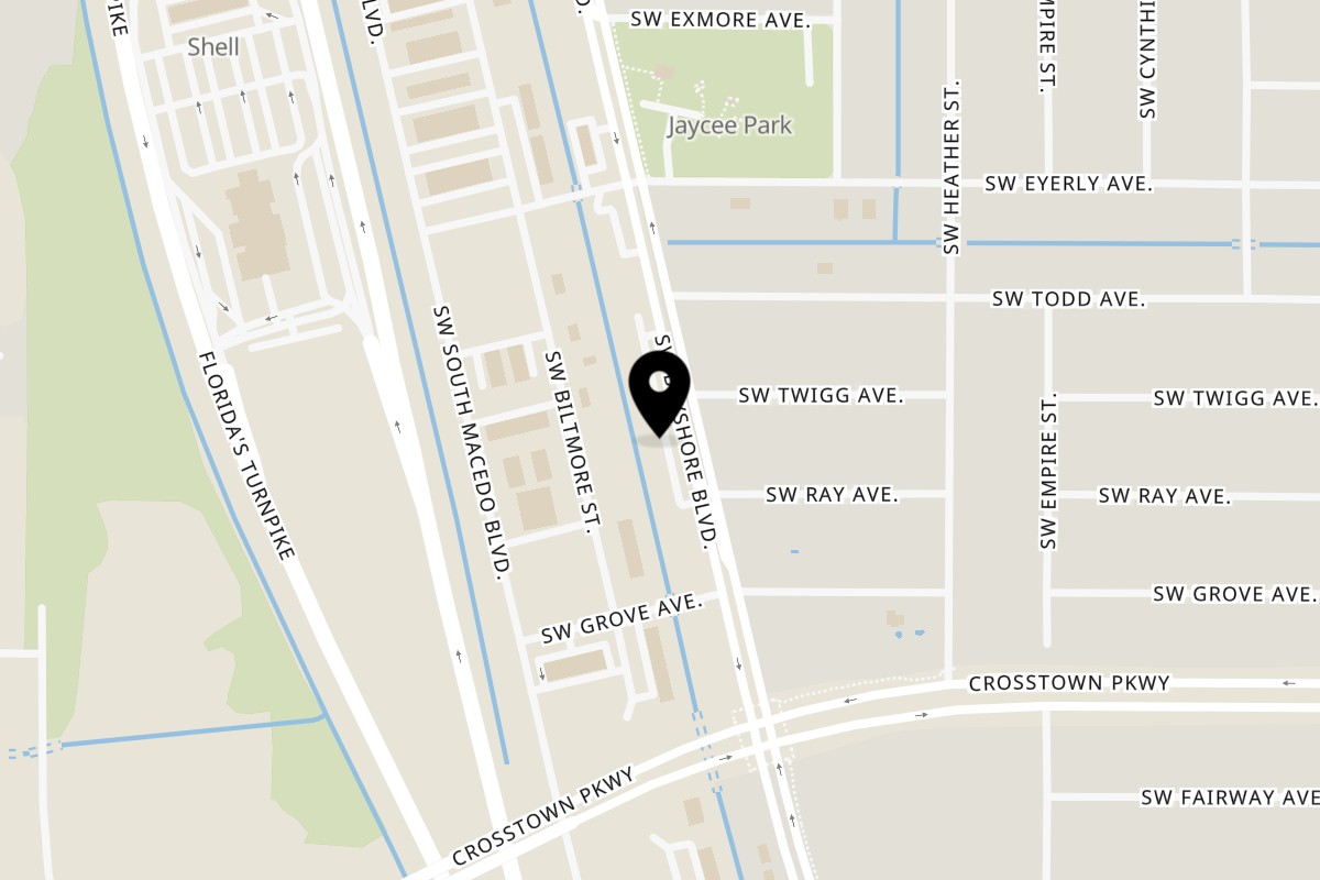 Map showing the location of Mia's Italian Restaurant & Market on 1352 Southwest Bayshore Boulevard in Port St. Lucie